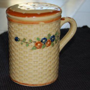 Vintage China Shaker W/Antique White/Tan Waffle Print W/ Flowers  Made in Japan